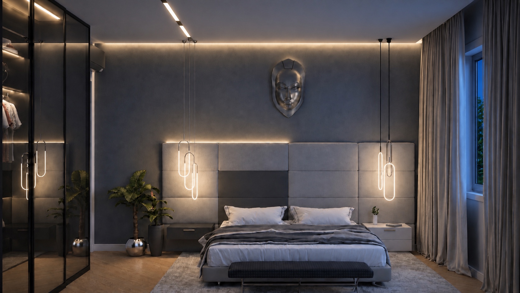 Home Staging: modern eingerichtetes Schlafzimmer