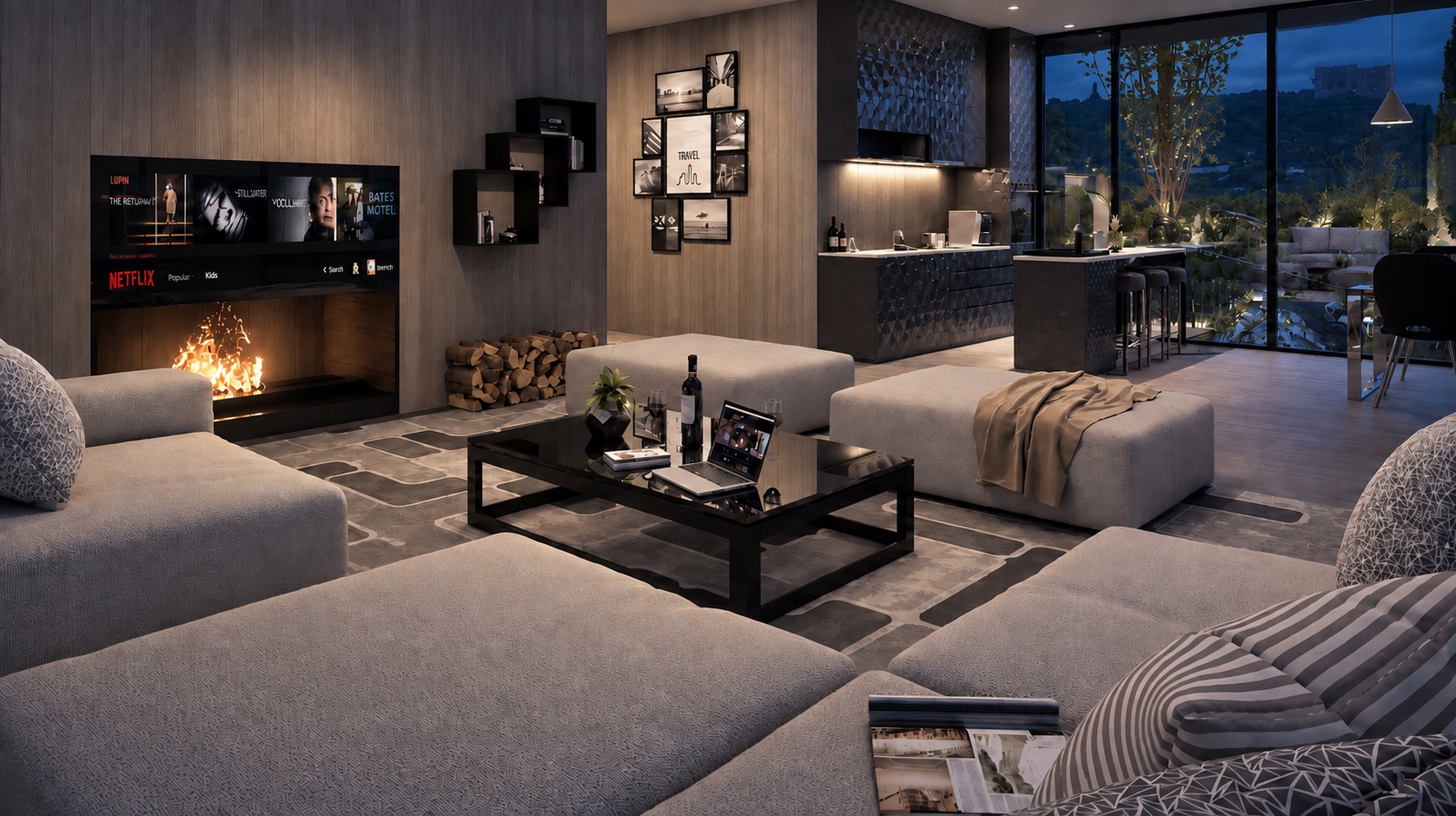 Immobilien Staging: modern eingerichteter Wohnbereich